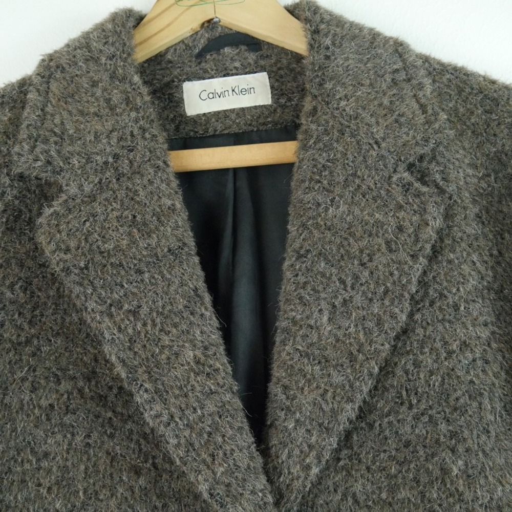 Vintage Alpaca Wool Blend Long Coat Brown Grey Overcoat 12 Quiet Luxury Minimal - Picture 4 of 16